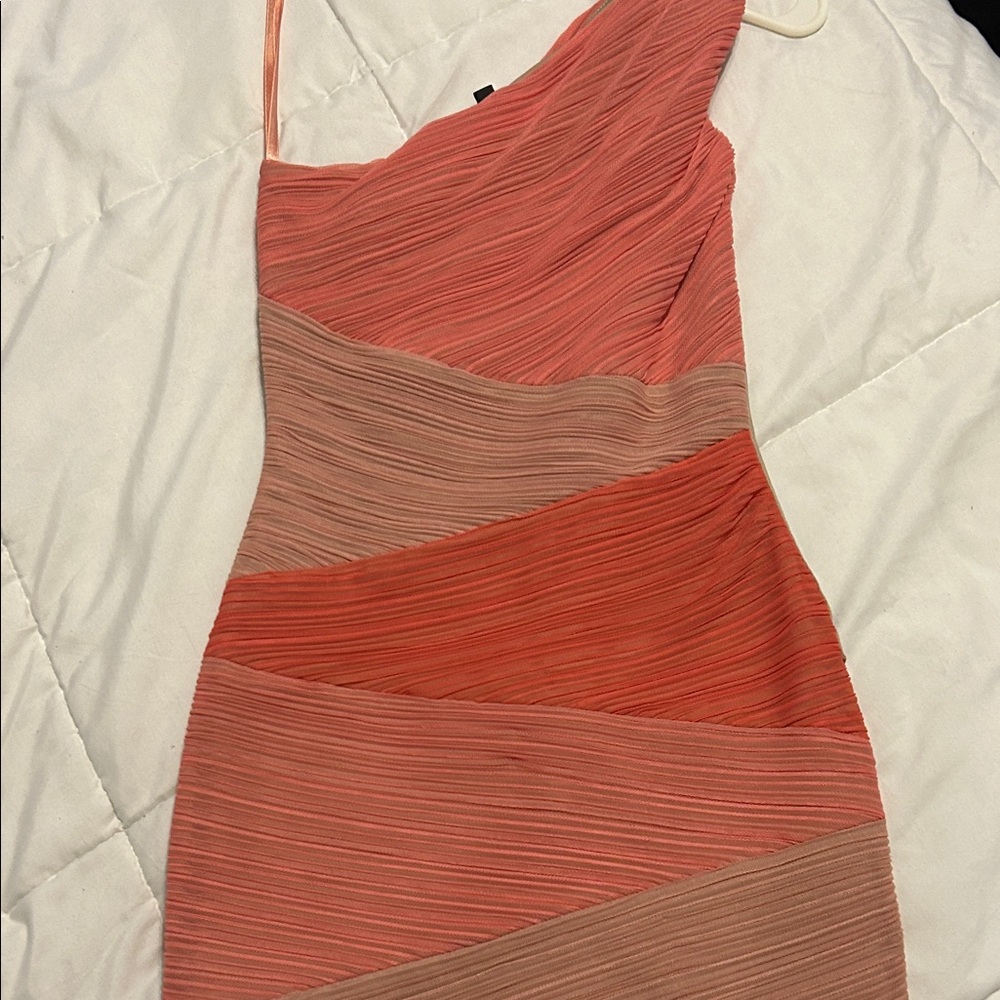 Chic One-Shoulder Coral Dress